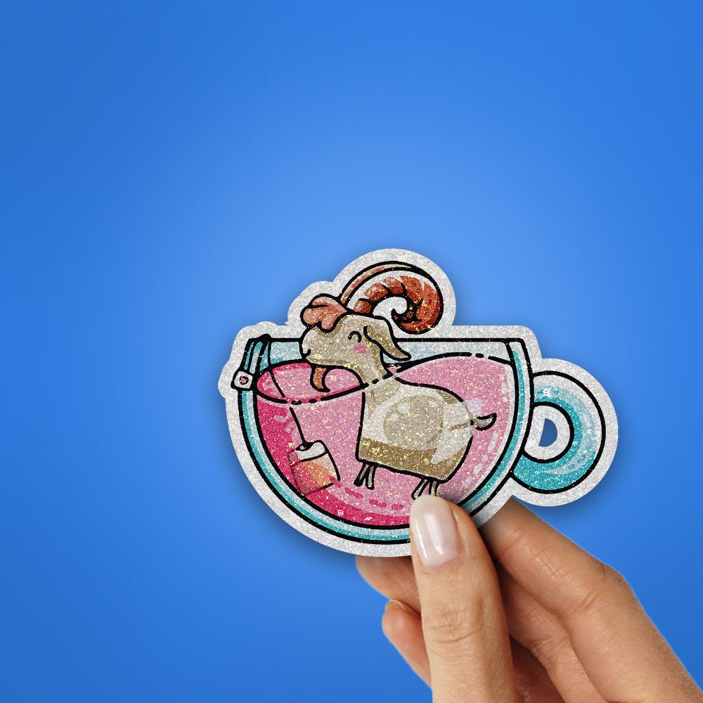 Goiter Sticker Buy Goat Tea Glitter Sticker Online | Glitter Stickers | STICK IT UP