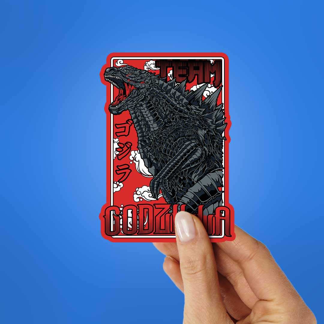 Godzilla Majestic Black & Red Sticker waterproof vinyl decal for laptop, bike, car & bottle