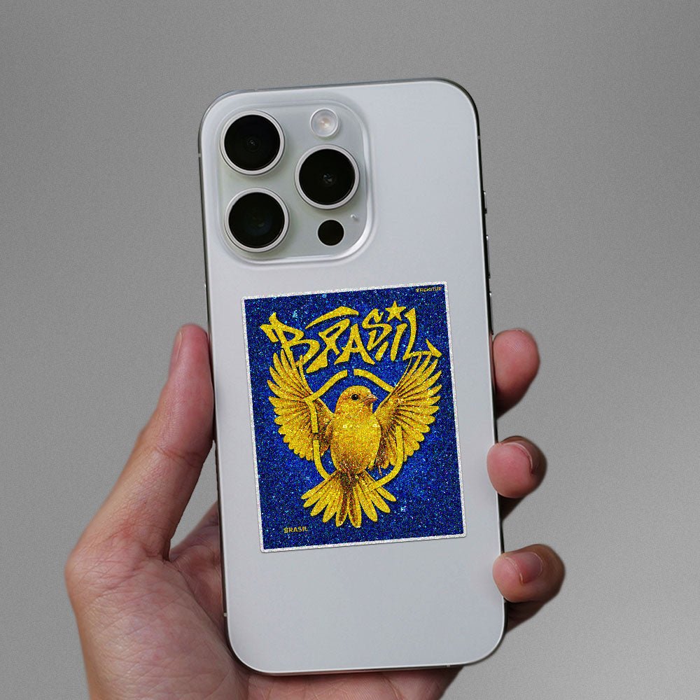 Golden Eagle Brazil Fan Glitter Sticker - Glitter Stickers | STICK IT UP