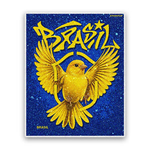 Golden Eagle Brazil Fan Glitter Sticker - Glitter Stickers | STICK IT UP