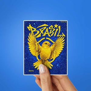 Golden Eagle Brazil Fan Glitter Sticker - Glitter Stickers | STICK IT UP