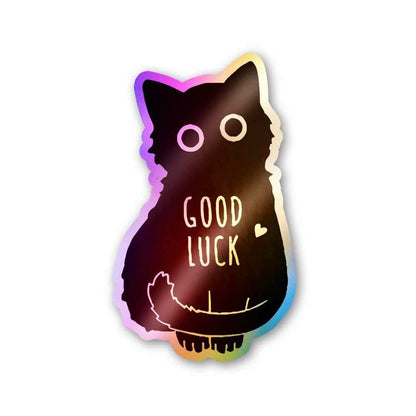Good Luck Cat Holographic Stickers waterproof vinyl decal for laptop, bike, car & bottle