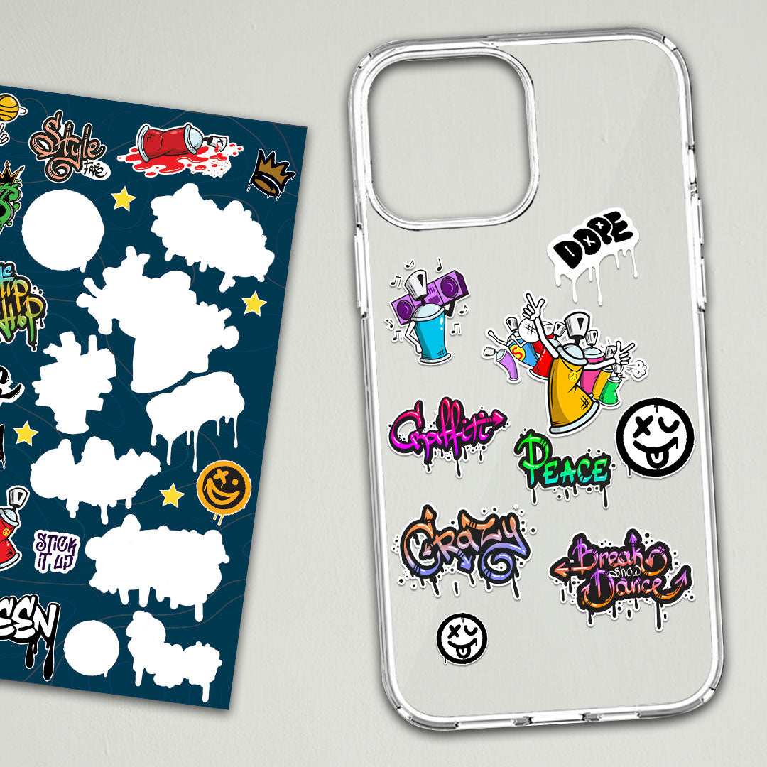 Graffiti Sheet waterproof vinyl decal for laptop, bike, car & bottle