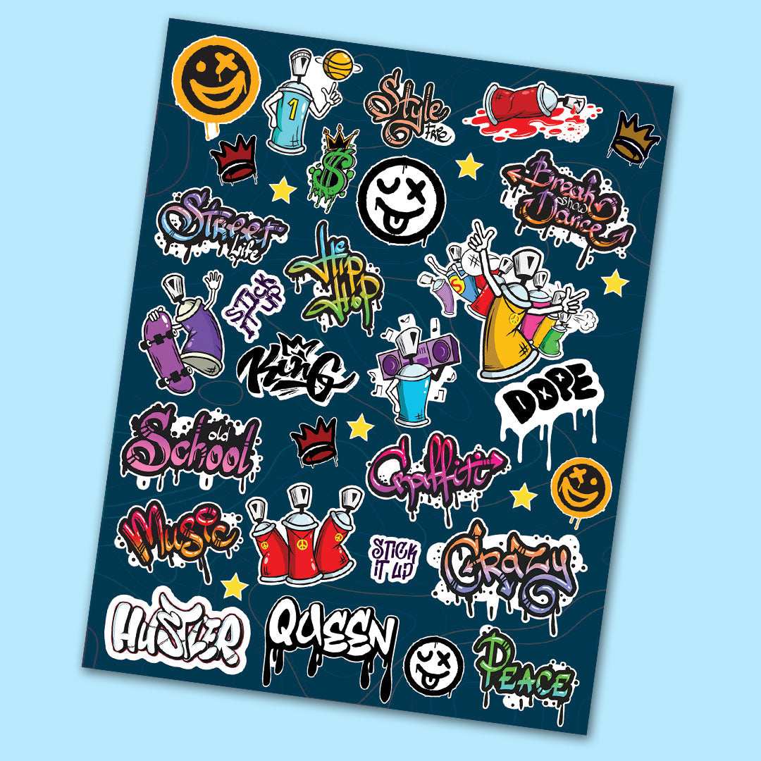 Graffiti Sheet waterproof vinyl decal for laptop, bike, car & bottle