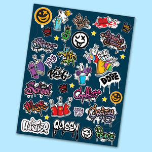 Graffiti Sheet waterproof vinyl decal for laptop, bike, car & bottle