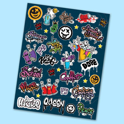 Graffiti Sheet waterproof vinyl decal for laptop, bike, car & bottle