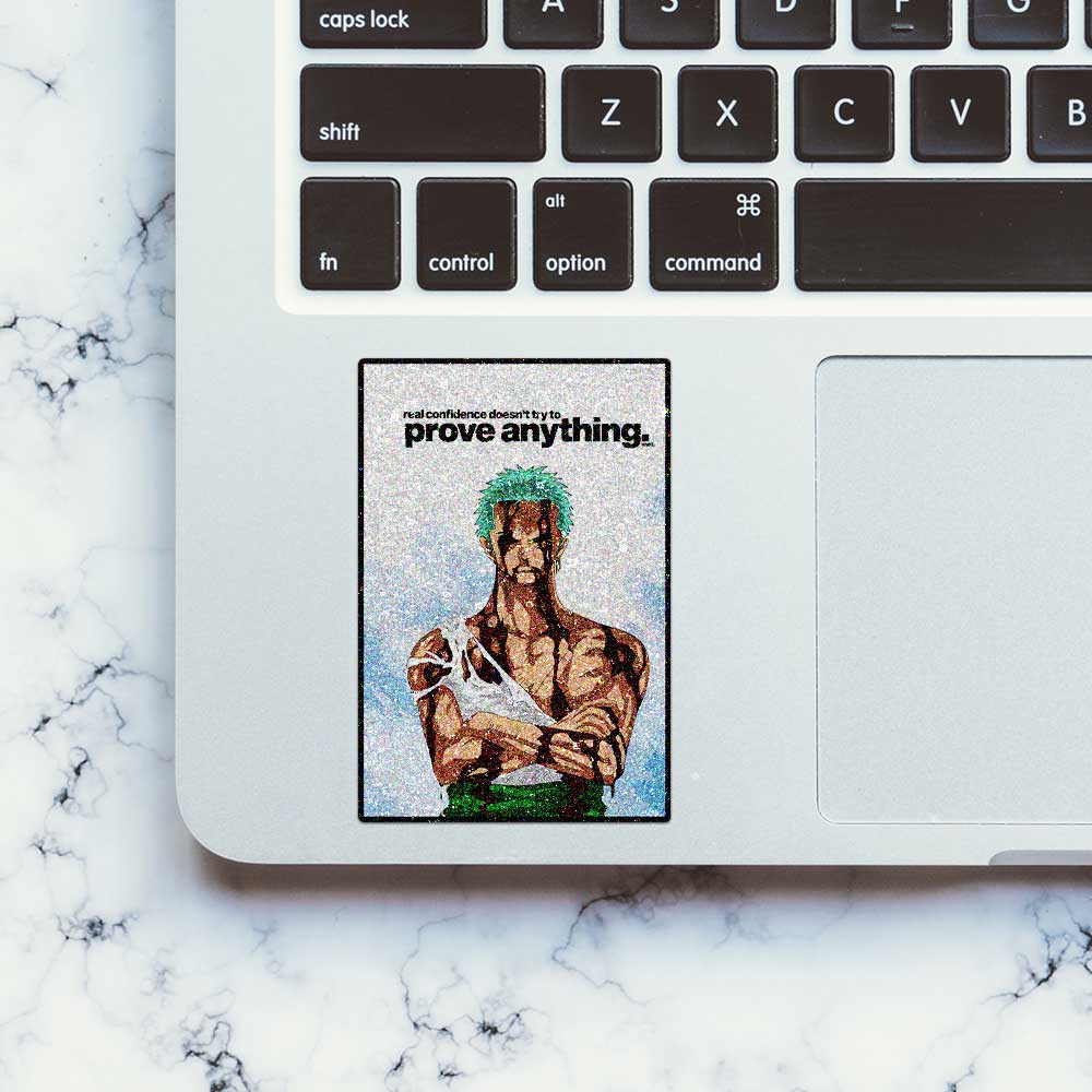 Green Haired Swordsman Glitter Sticker - Glitter Stickers | STICK IT UP
