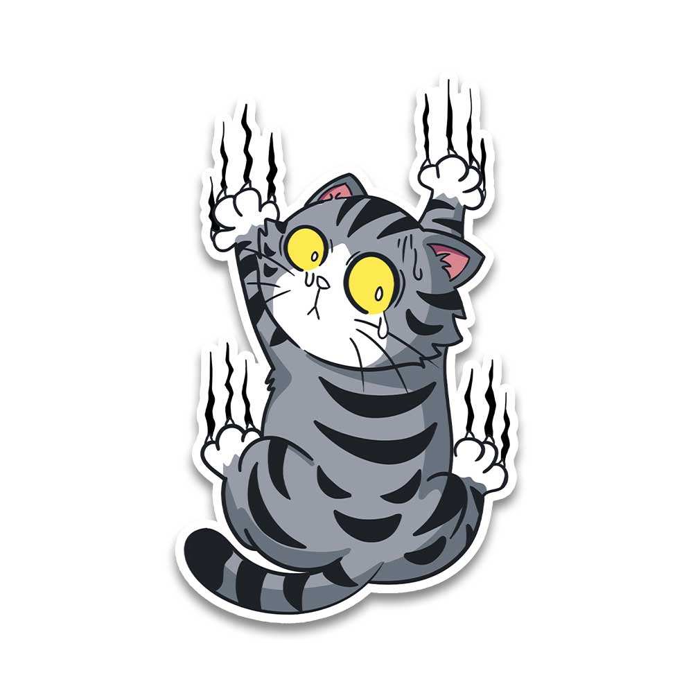 Grey Cat Bumper Sticker waterproof vinyl decal for laptop, bike, car & bottle