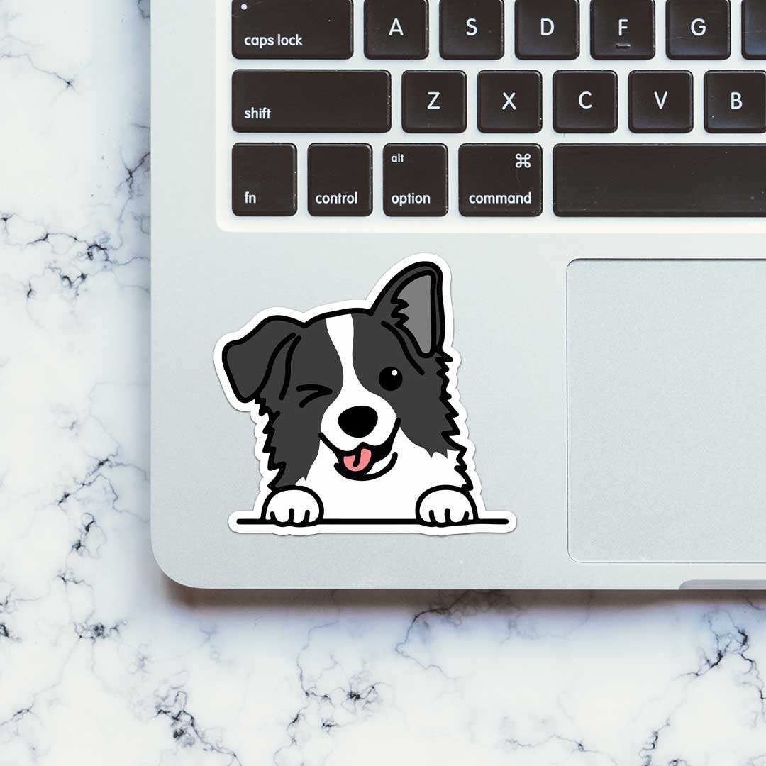Grey puppy Sticker waterproof vinyl decal for laptop, bike, car & bottle