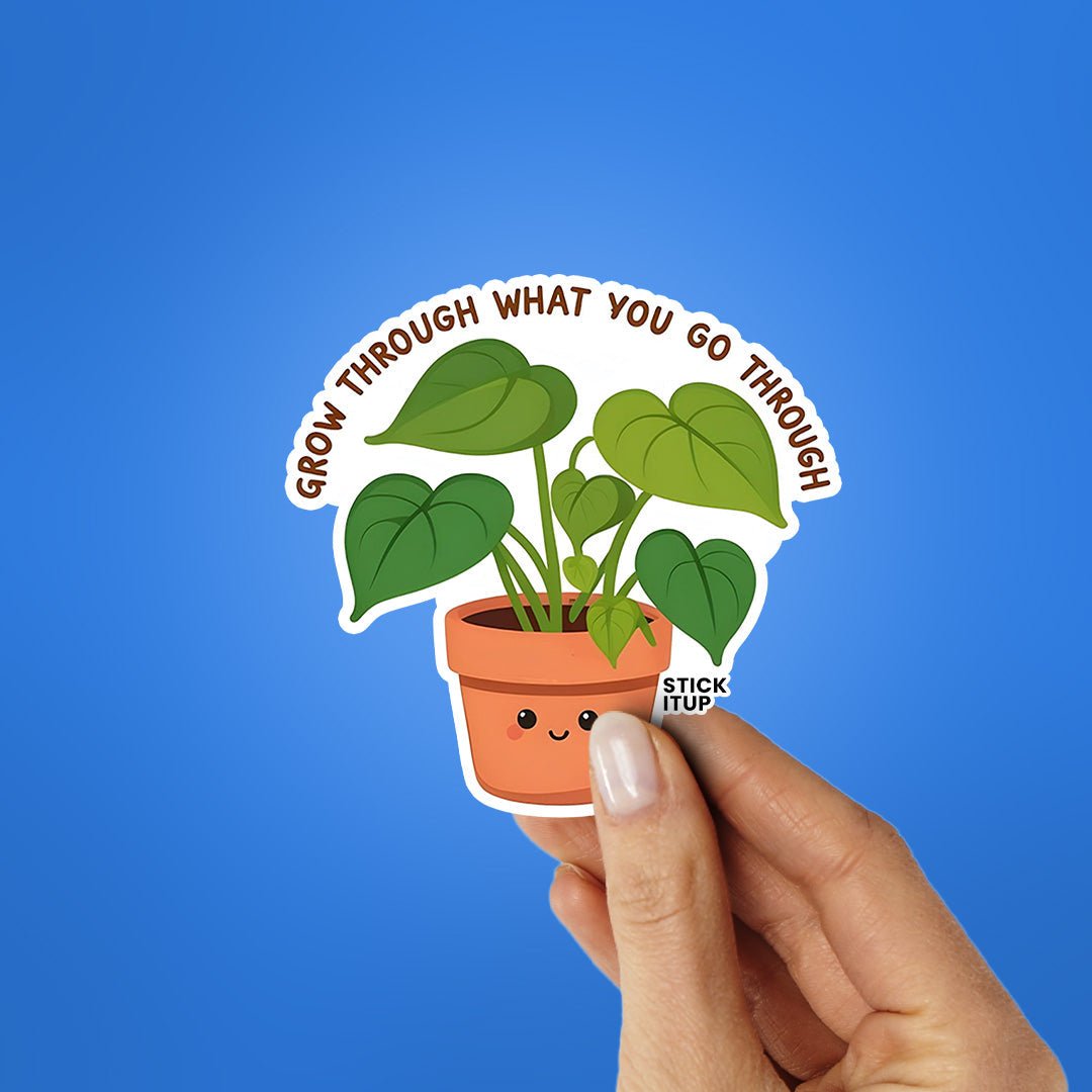 Grow Through What You Go Through Sticker waterproof vinyl decal for laptop, bike, car & bottle
