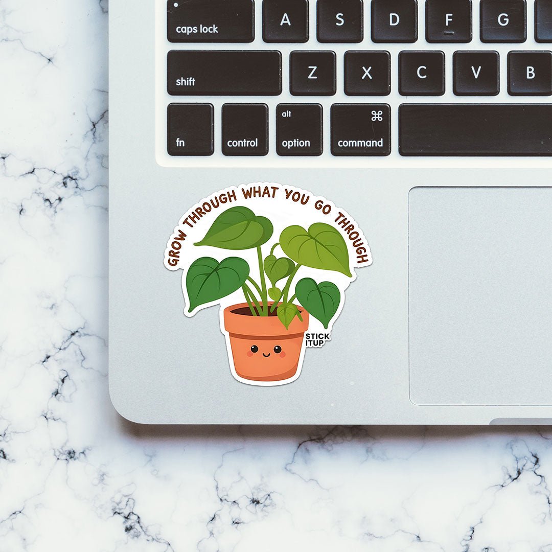 Grow Through What You Go Through Sticker waterproof vinyl decal for laptop, bike, car & bottle