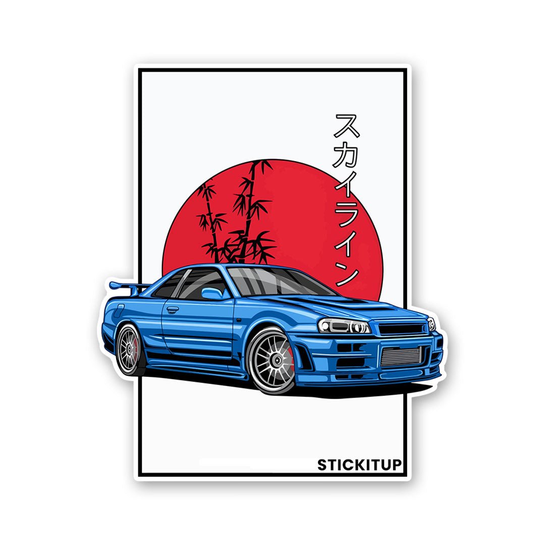 GTR R34 Sticker waterproof vinyl decal for laptop, bike, car & bottle