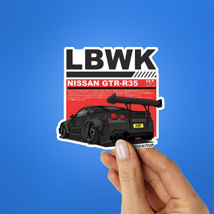 GTR R35 Sticker waterproof vinyl decal for laptop, bike, car & bottle