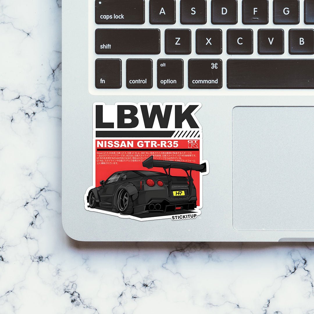 GTR R35 Sticker waterproof vinyl decal for laptop, bike, car & bottle