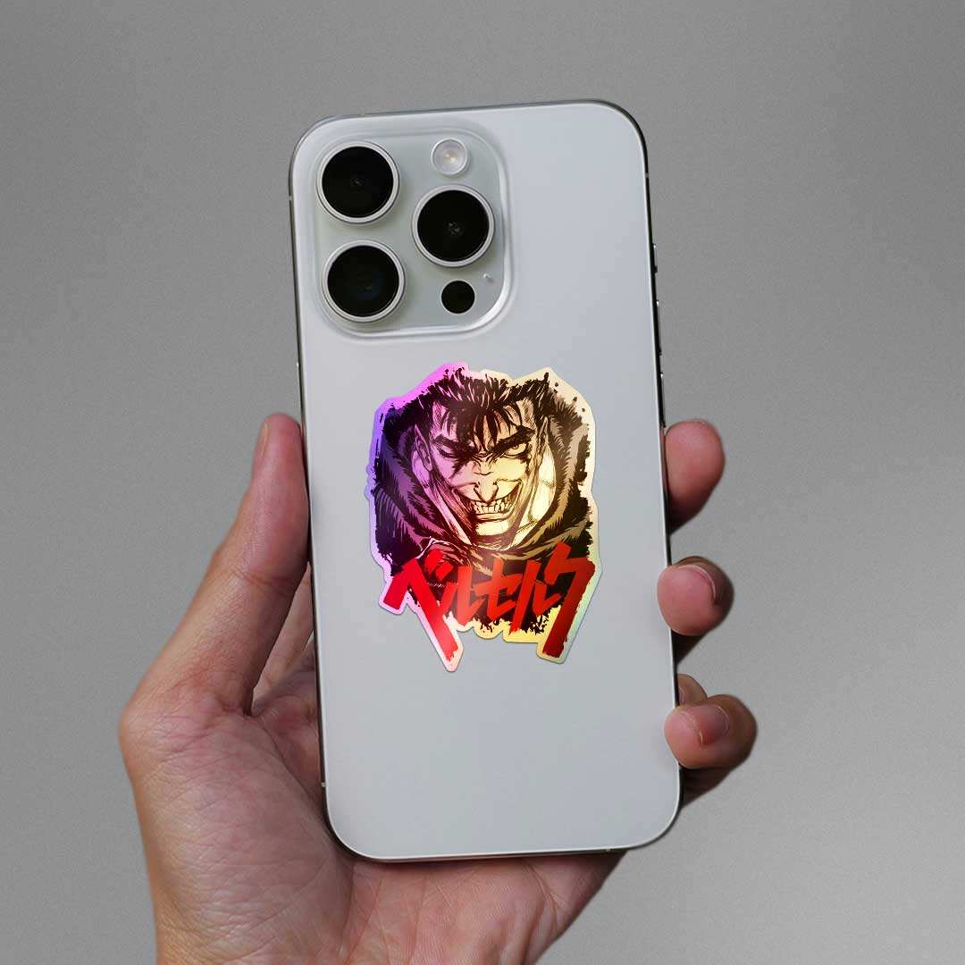 Guts Berserk Holographic Sticker waterproof vinyl decal for laptop, bike, car & bottle
