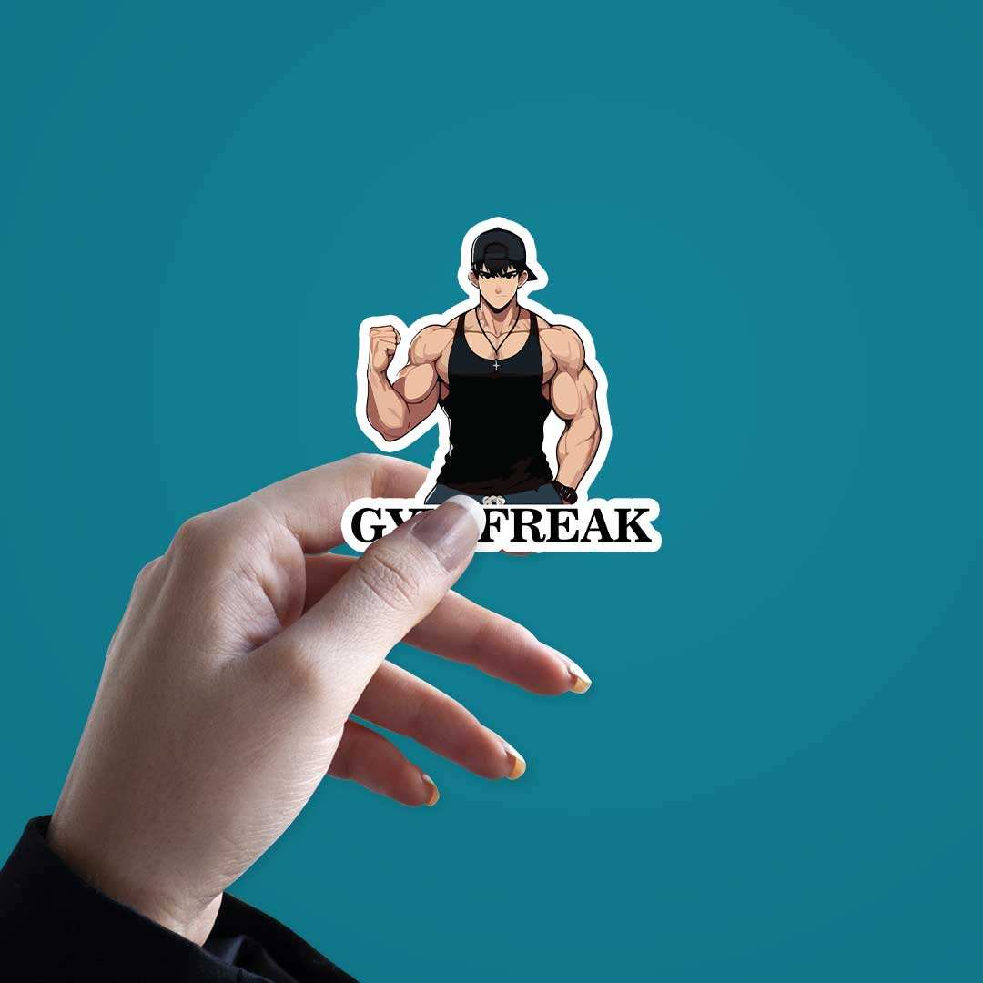 Gym Freak Sticker waterproof vinyl decal for laptop, bike, car & bottle
