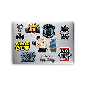 Gym Sticker Packs [50 sticker] waterproof vinyl decal for laptop, bike, car & bottle