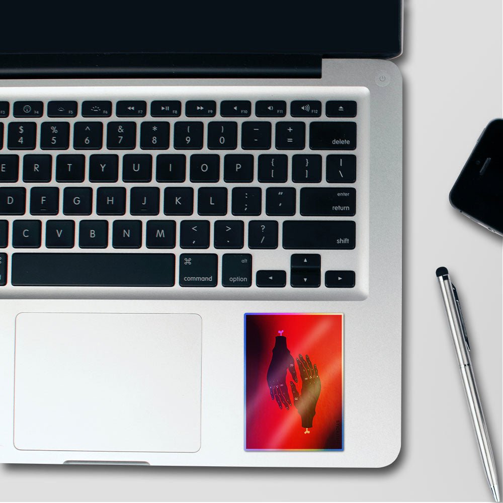 Hands Of Science Holographic Stickers waterproof vinyl decal for laptop, bike, car & bottle