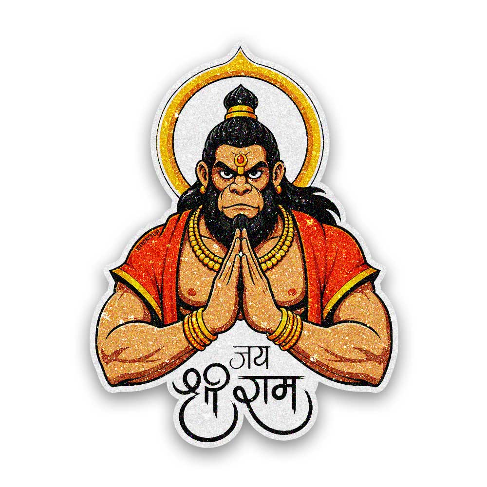 Hanuman In Prayer Glitter Sticker - Glitter Stickers | STICK IT UP
