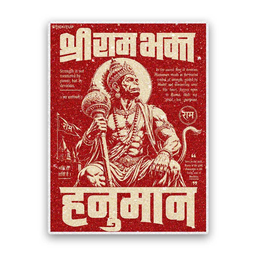 Hanuman Vintage Poster Glitter Sticker - Glitter Stickers | STICK IT UP