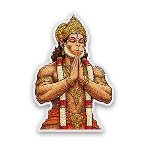 Hanuman With Garlands Glitter Sticker - Glitter Stickers | STICK IT UP