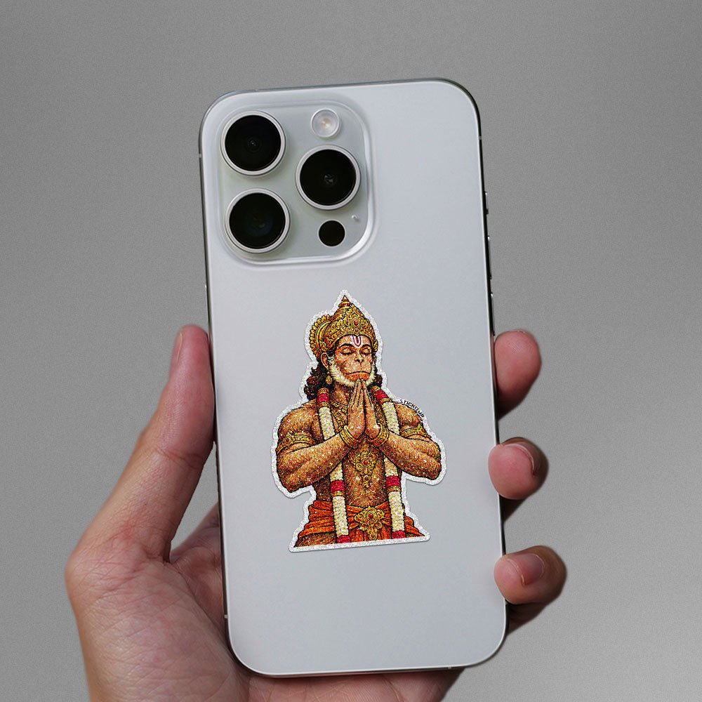 Hanuman With Garlands Glitter Sticker - Glitter Stickers | STICK IT UP