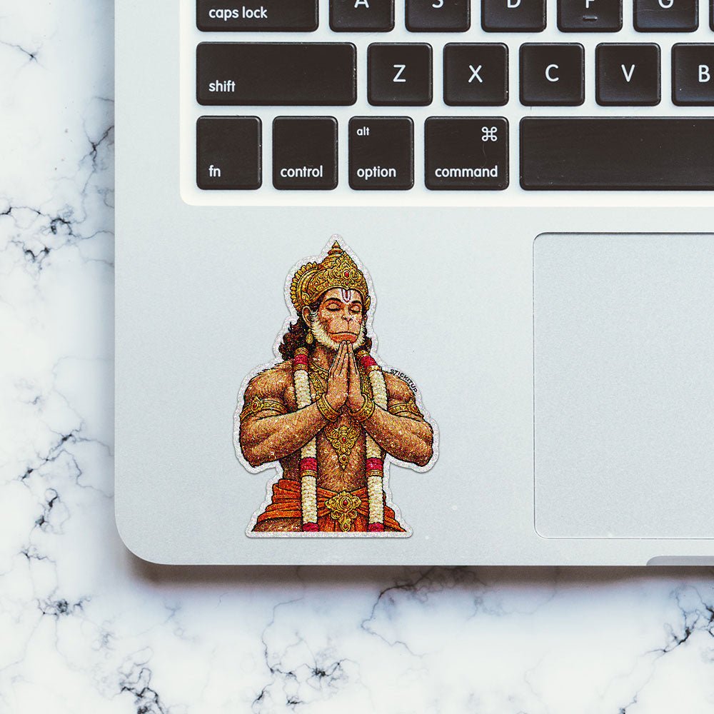 Hanuman With Garlands Glitter Sticker - Glitter Stickers | STICK IT UP
