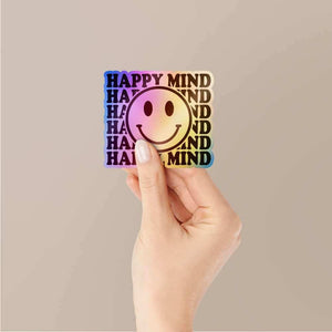 Happy Mind Holographic Stickers waterproof vinyl decal for laptop, bike, car & bottle
