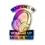 Headphones on Volume Up Holographic Stickers - Holographic stickers | STICK IT UP