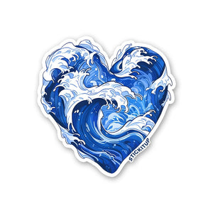 Heart Shaped Wave Sticker waterproof vinyl decal for laptop, bike, car & bottle
