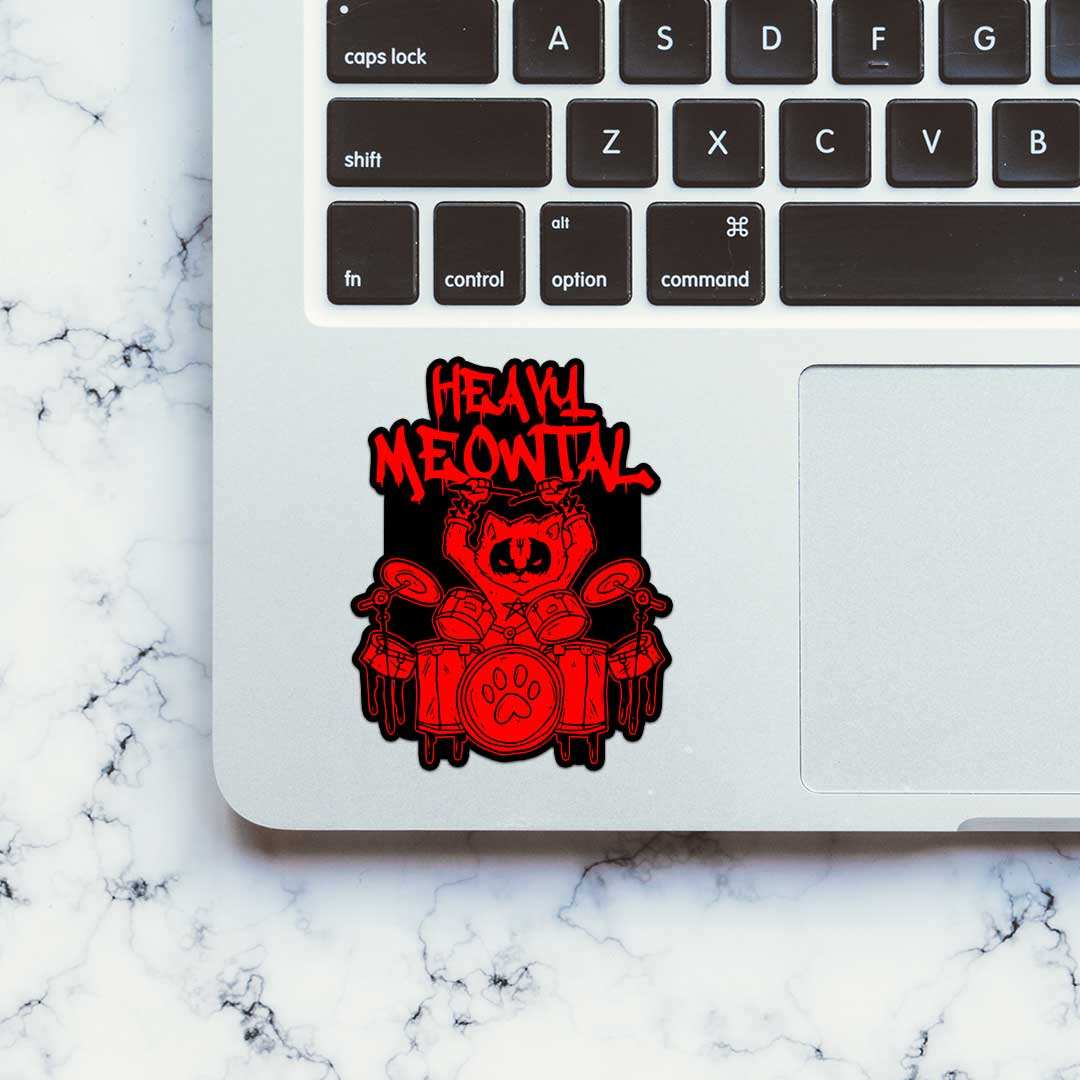 Heavy Meowtal Sticker waterproof vinyl decal for laptop, bike, car & bottle