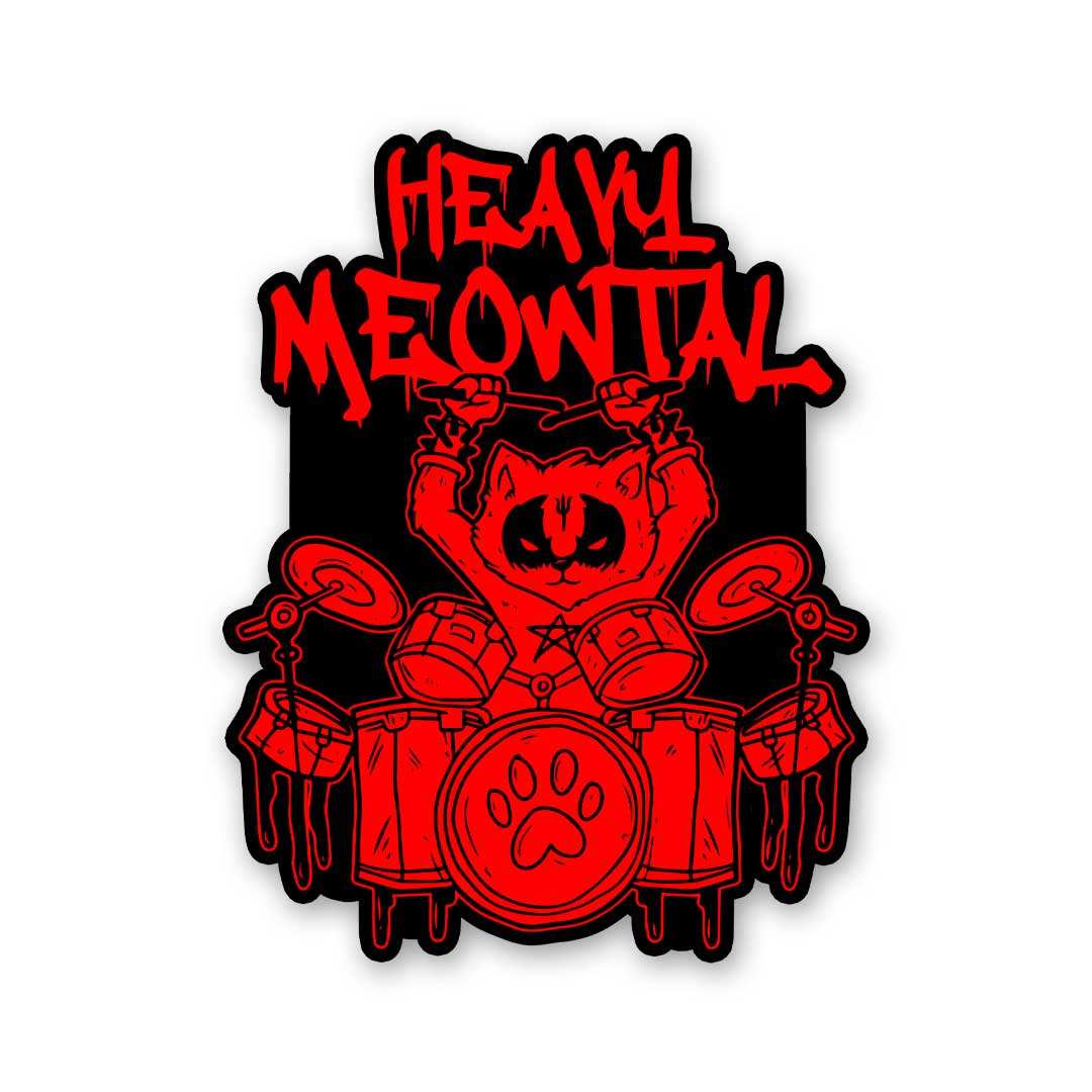 Heavy Meowtal Sticker waterproof vinyl decal for laptop, bike, car & bottle
