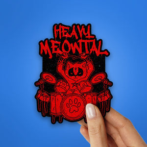 Heavy Meowtals Glitter Sticker waterproof vinyl decal for laptop, bike, car & bottle