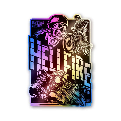 Hellfire Skull Badge Holographic Stickers - Holographic stickers | STICK IT UP