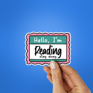 Hello I M Reading Sticker waterproof vinyl decal for laptop, bike, car & bottle