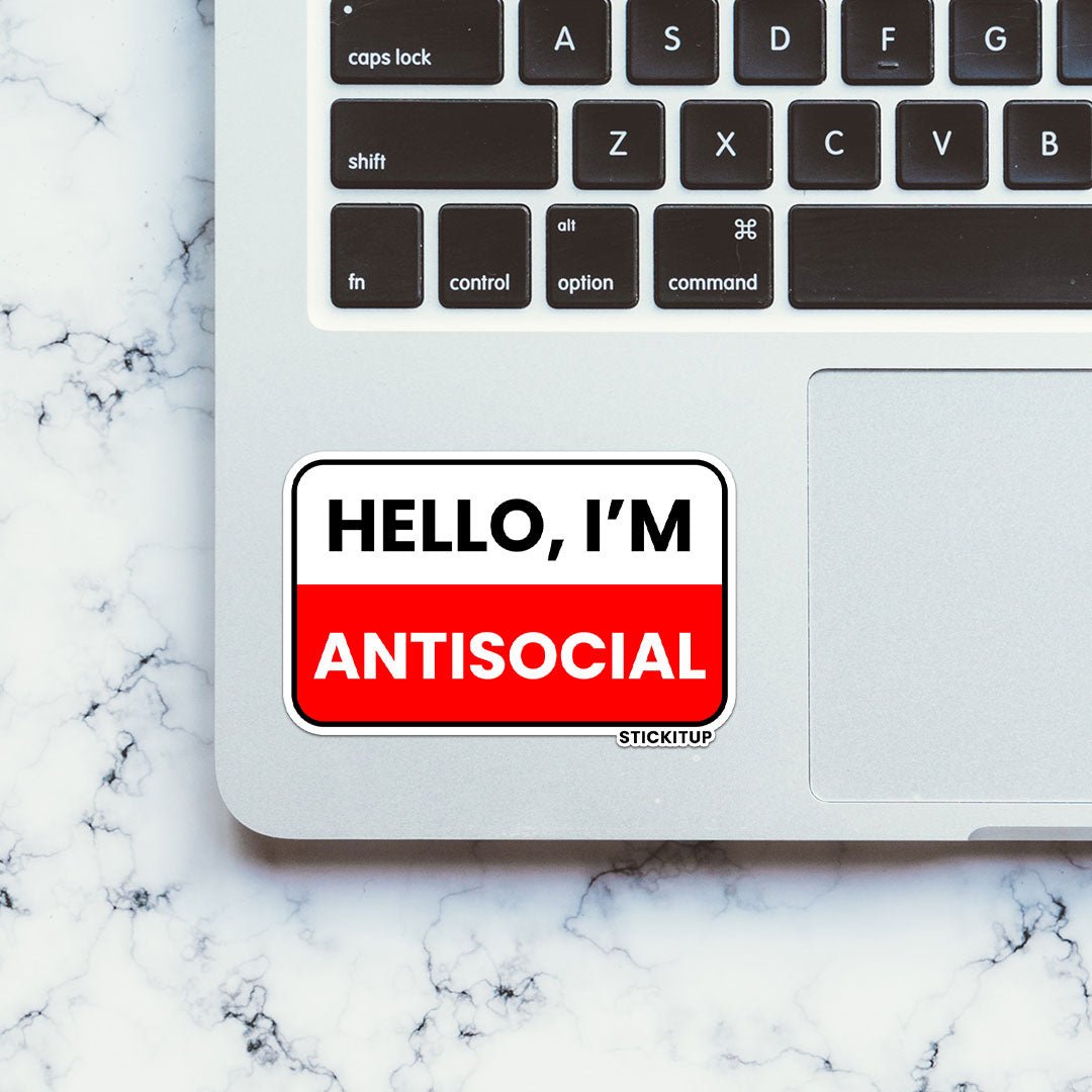 Hello I'm Antisocial Sticker waterproof vinyl decal for laptop, bike, car & bottle