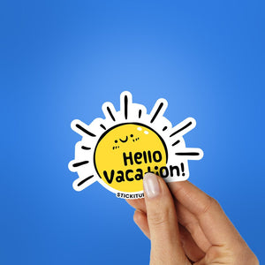 Hello Vacation Sticker waterproof vinyl decal for laptop, bike, car & bottle