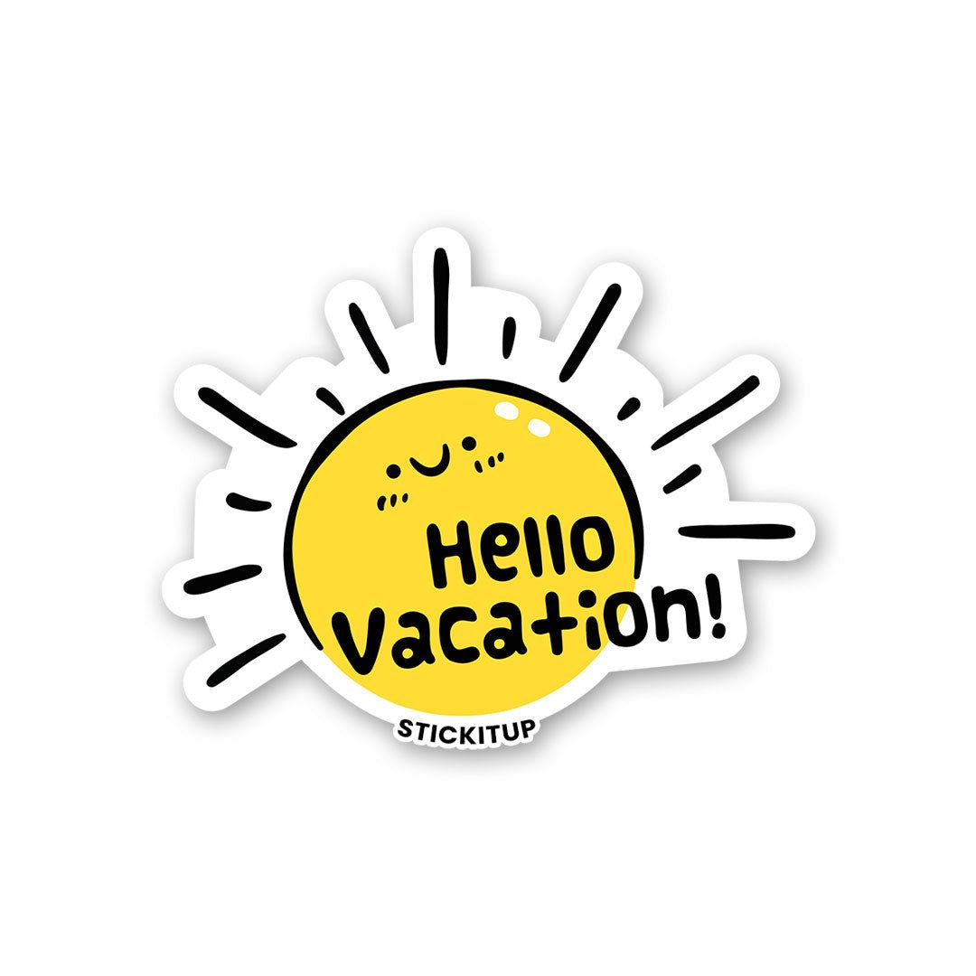 Hello Vacation Sticker waterproof vinyl decal for laptop, bike, car & bottle