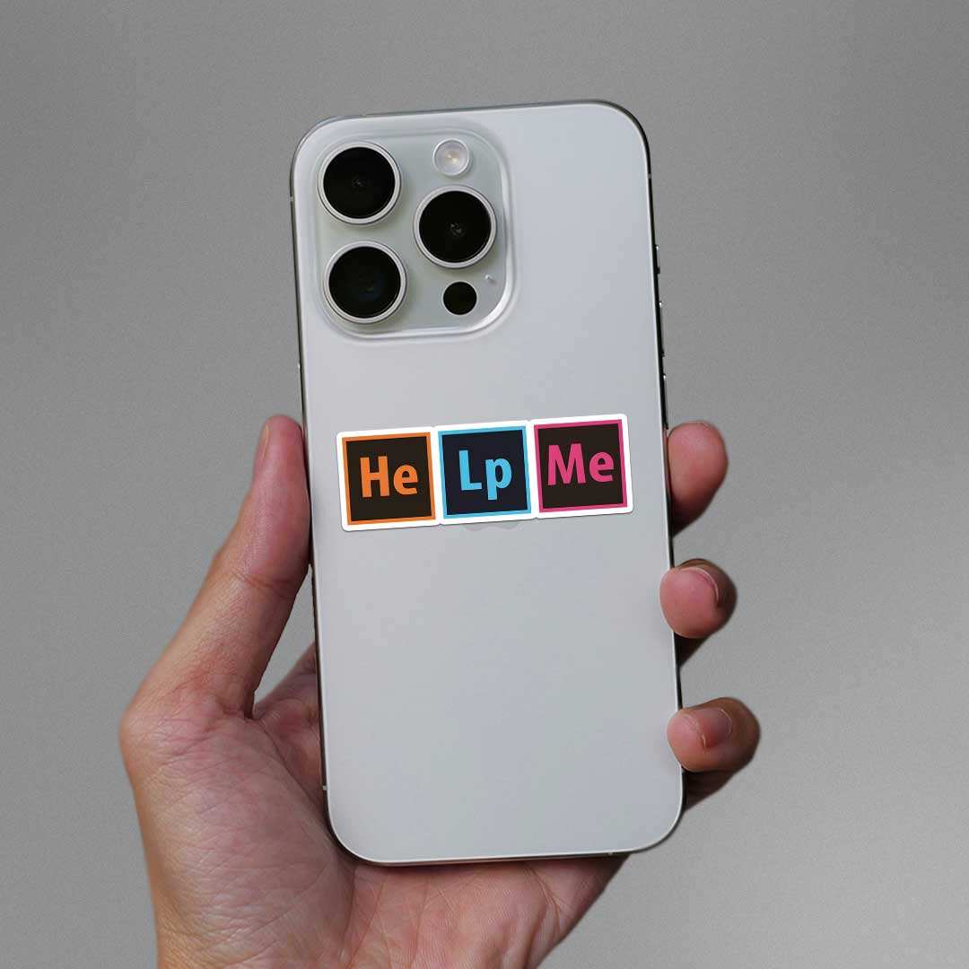 Help Me Sticker waterproof vinyl decal for laptop, bike, car & bottle