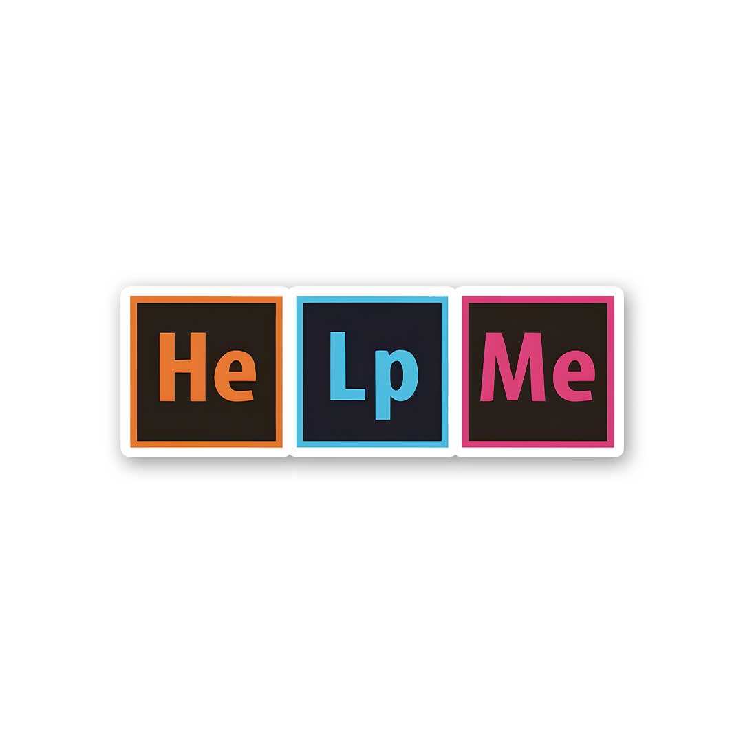 Help Me Sticker waterproof vinyl decal for laptop, bike, car & bottle