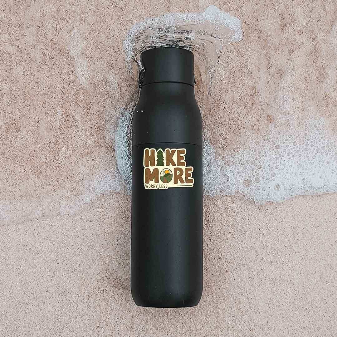 Hike More Worry Less Sticker waterproof vinyl decal for laptop, bike, car & bottle