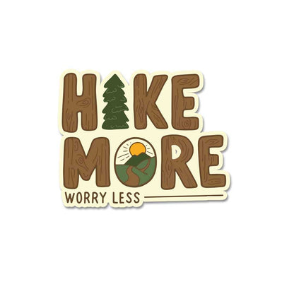 Hike More Worry Less Sticker waterproof vinyl decal for laptop, bike, car & bottle