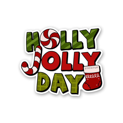 Holly Jolly Day Sticker waterproof vinyl decal for laptop, bike, car & bottle