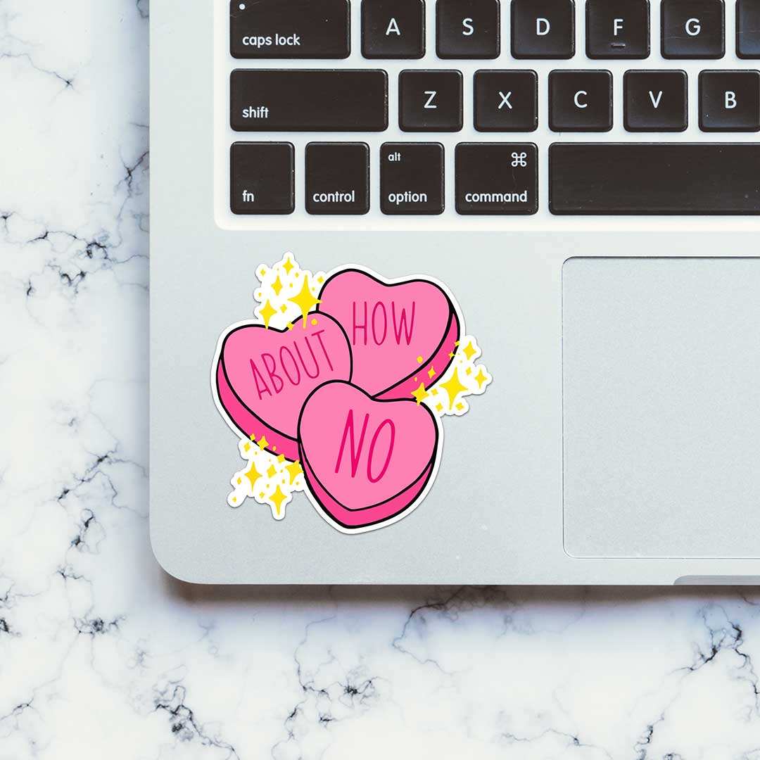How About No Sticker waterproof vinyl decal for laptop, bike, car & bottle