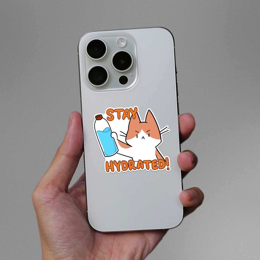 Hydrated Sticker waterproof vinyl decal for laptop, bike, car & bottle