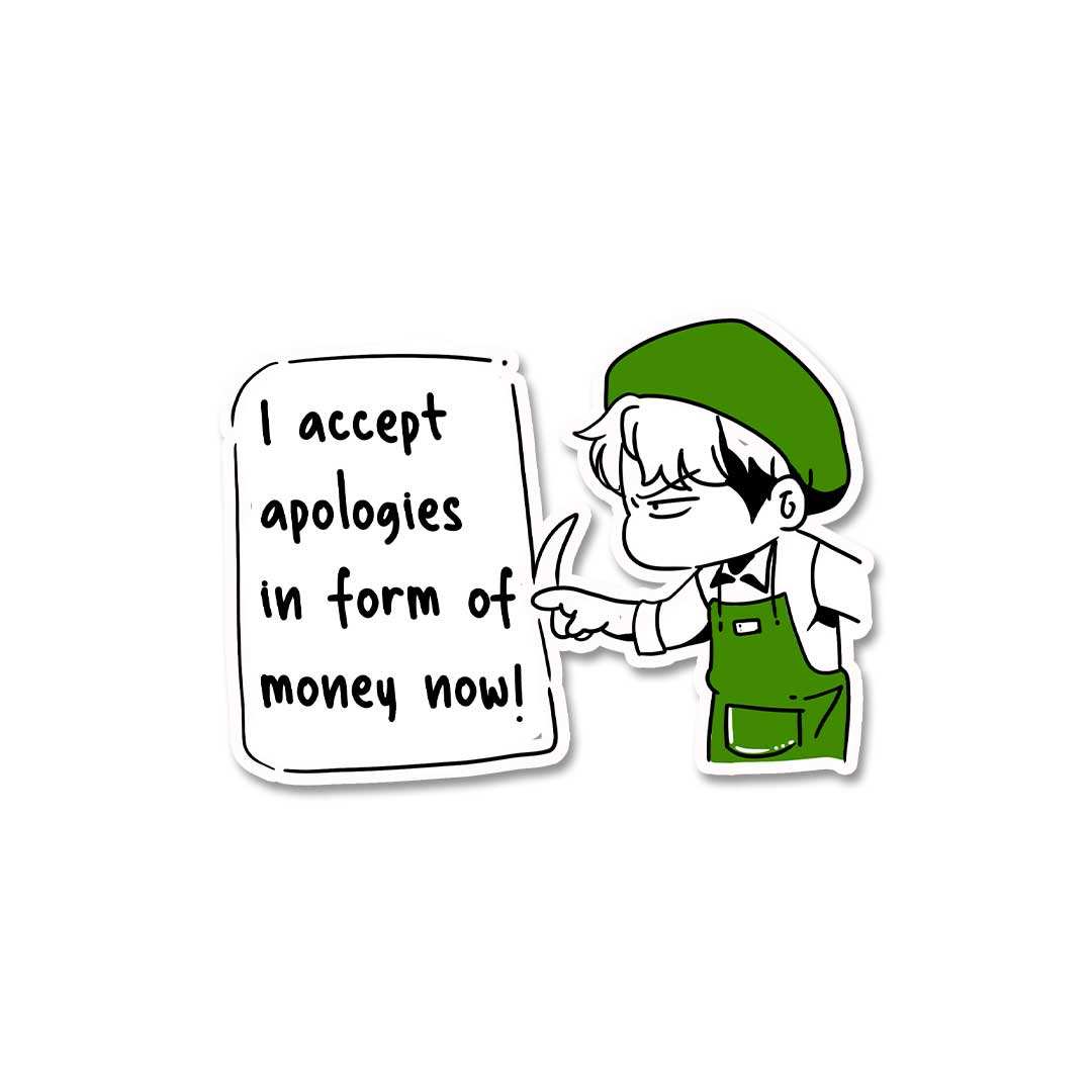 I Accept Apologies Sticker waterproof vinyl decal for laptop, bike, car & bottle