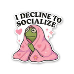 I Decline To Socialize Sticker waterproof vinyl decal for laptop, bike, car & bottle