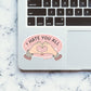 I HATE YOU ALL Sticker waterproof vinyl decal for laptop, bike, car & bottle