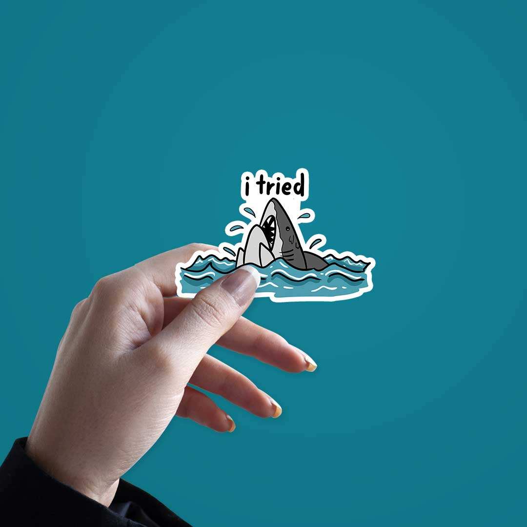 I Tried Sticker waterproof vinyl decal for laptop, bike, car & bottle