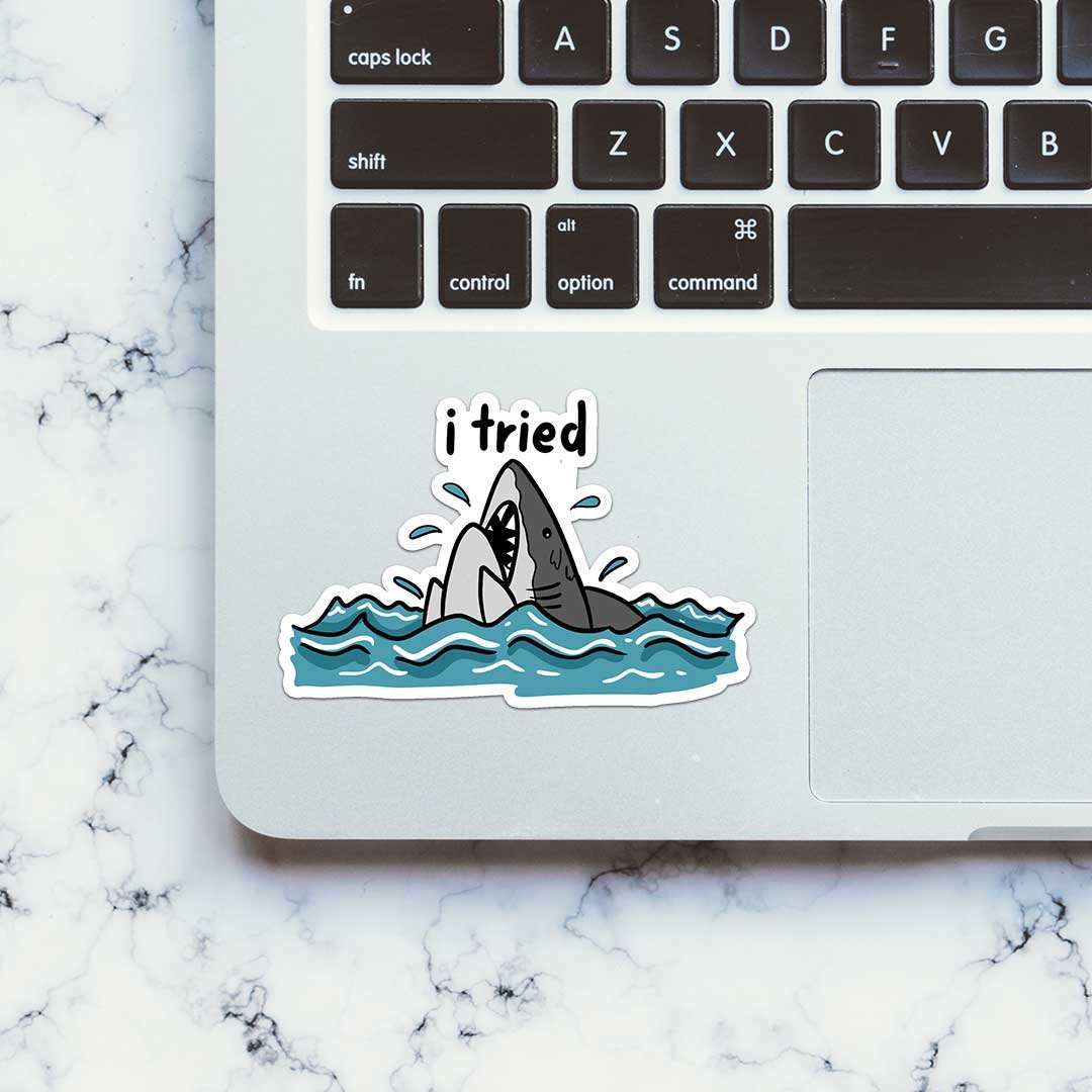 I Tried Sticker waterproof vinyl decal for laptop, bike, car & bottle